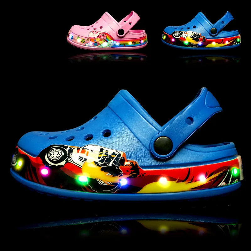 Pink LED Lighted Kids Clogs Slippers